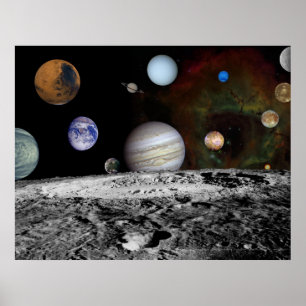 Zonnesysteemmontage van Voyager-Afbeeldingen 54x42 Poster