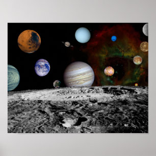Zonnesysteemmontage van Voyager-Afbeeldingen Poster