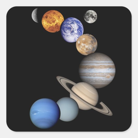Zonnesysteemmontage Vierkante Sticker (Voorkant)
