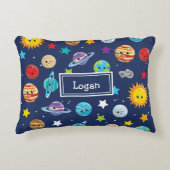 Zonnesysteempatroon voor kinderen accent kussen (Voorkant)