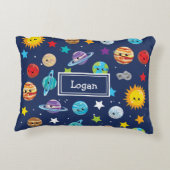 Zonnesysteempatroon voor kinderen accent kussen (Achterkant)