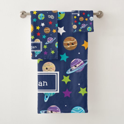 Zonnesysteempatroon voor kinderen in de badkamer bad handdoek (Insitu)