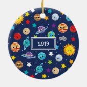 Zonnesysteempatroon voor kinderen keramisch ornament (Achterkant)
