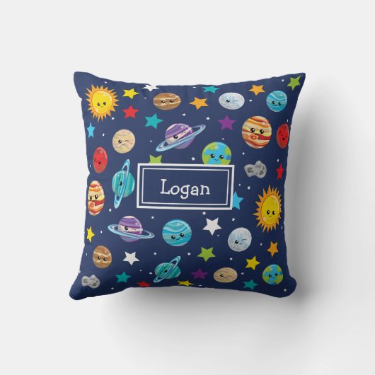 Zonnesysteempatroon voor kinderen kussen (Achterkant)
