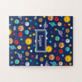 Zonnesysteempatroon voor kinderen legpuzzel (Horizontaal)