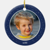 Zonnesysteempatroon voor kinderen met kerstfoto's keramisch ornament (Achterkant)