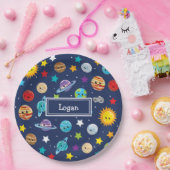 Zonnesysteempatroon voor kinderen op zaterdag papieren bordje (Feest)