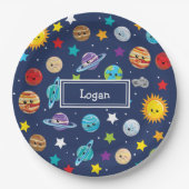 Zonnesysteempatroon voor kinderen op zaterdag papieren bordje (Voorkant)