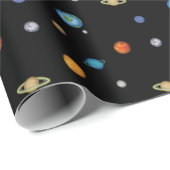 Zonnesysteemplaneten in donkere ruimte cadeaupapier (Rol Hoek)