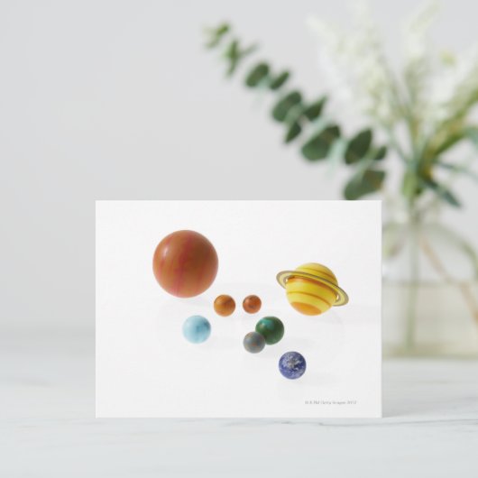 Zonnesysteemplaneten op witte achtergrond briefkaart (Staand voorkant)