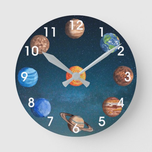 Zonnesysteemplaneten Ruimte Aarde Zonnejupiter Ronde Klok (Voorkant)