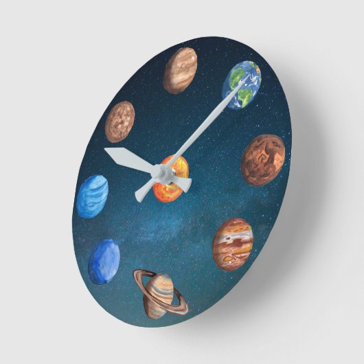 Zonnesysteemplaneten Ruimte Aarde Zonnejupiter Ronde Klok (Hoek)