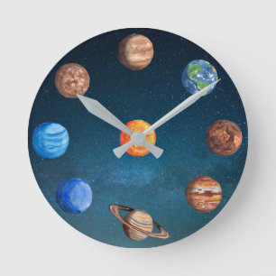 Zonnesysteemplaneten Ruimte Aarde Zonnejupiter Ronde Klok