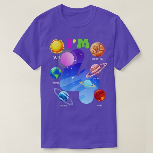Zonnesysteemplaneten voor vrouwen: vier jaar oud,  t-shirt (Design voorkant)