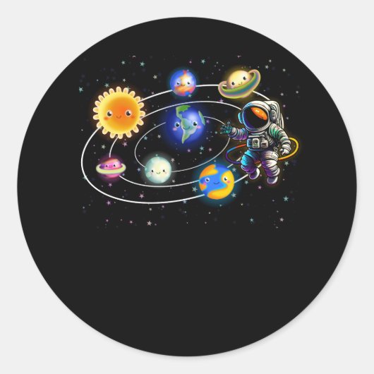 Zonnesysteemplaneten Wetenschap Ruimtevaartastrona Ronde Sticker (Voorkant)