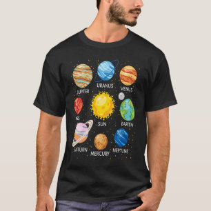 Zonnesysteemplaneten Wetenschap Ruimtevaartsterren T-shirt