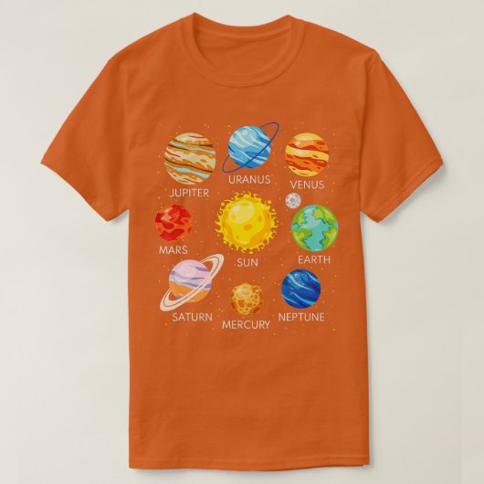 Zonnesysteemplaneten Wetenschap Ruimtevaartsterren T-shirt (Design voorkant)