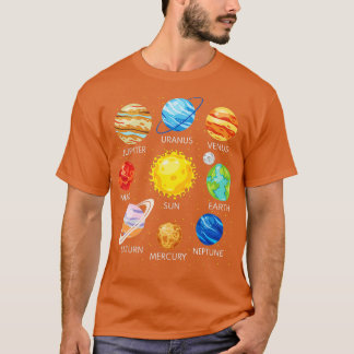 Zonnesysteemplaneten Wetenschap Ruimtevaartsterren T-shirt
