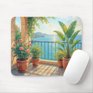 Zonneterras aan zee muismat