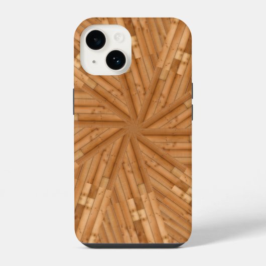Zonneterras - Houten Zonneburst Mozaïek iPhone Hoesje (Achterkant)