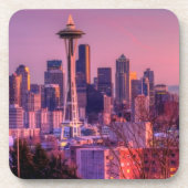 Zonnetijd achter Seattle skyline van Kerry Park. Bier Onderzetter (Voorkant)