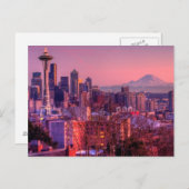 Zonnetijd achter Seattle skyline van Kerry Park. Briefkaart (Voorkant / Achterkant)