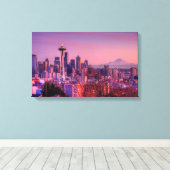 Zonnetijd achter Seattle skyline van Kerry Park. Canvas Afdruk (Insitu (Houten vloer))