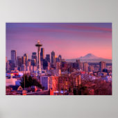 Zonnetijd achter Seattle skyline van Kerry Park. Poster (Voorkant)