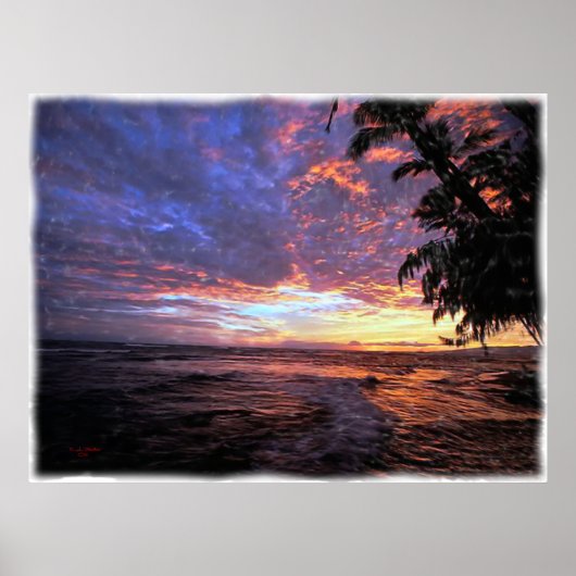 Zonnetijd bij de Beach.. Poster en Print. (Voorkant)