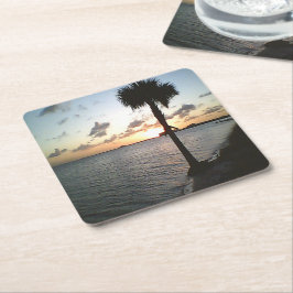 Zonnetijd bij de strand kartonnen onderzetters