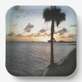 Zonnetijd bij de strand papieren bordje