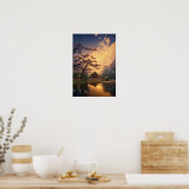 Zonnetijd bij een oude Woodentempel Poster (Keuken)