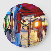 Zonnetijd en zeilen op de Lopez Island Clock Grote Klok (Voorkant)