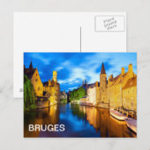 Zonnetijd in Brugge. België Briefkaart (Voorkant / Achterkant)