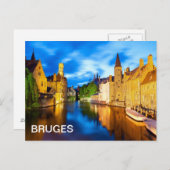 Zonnetijd in Brugge. België Briefkaart (Voorkant / Achterkant)