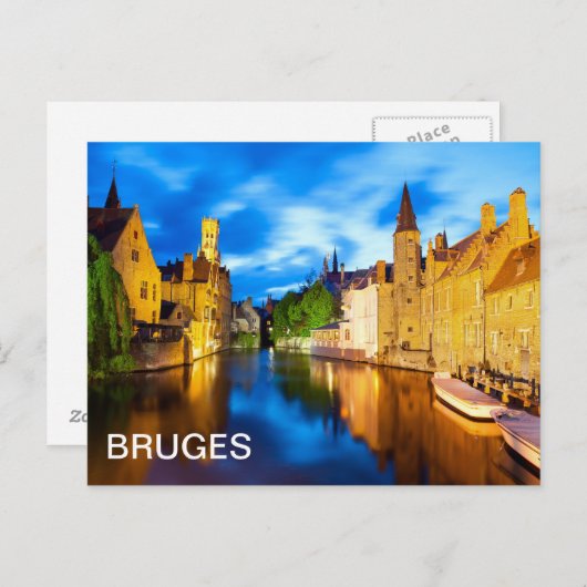Zonnetijd in Brugge. België Briefkaart (Voorkant / Achterkant)