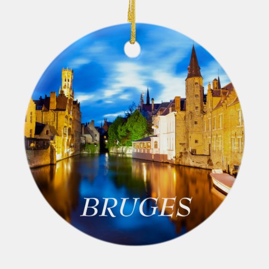 Zonnetijd in Brugge. België Keramisch Ornament (Achterkant)