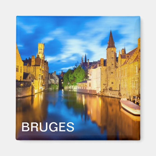 Zonnetijd in Brugge. België Magneet (Voorkant)