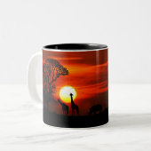 Zonnetijd in de Afrikaanse Savanna Tweekleurige Koffiemok (Voorkant links)