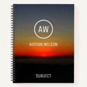 Zonnetijd in de Monogrammen Water Notitieboek (Voorkant)