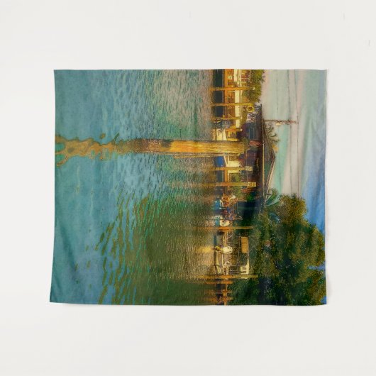 Zonnetijd in de oude watering wandkleed (Voorkant (horizontaal))