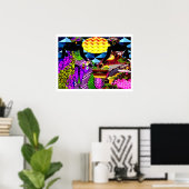 Zonnetijd in de tuin van de bloemen poster (Thuiskantoor)