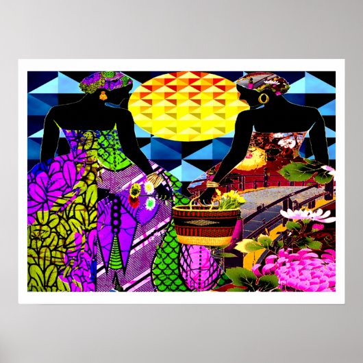 Zonnetijd in de tuin van de bloemen poster (Voorkant)