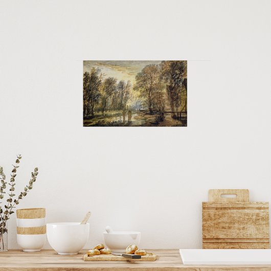 Zonnetijd in het hout poster (Keuken)