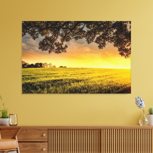 Zonnetijd in landschap canvas afdruk (Insitu (Woonkamer))