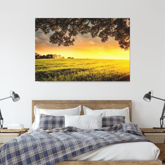 Zonnetijd in landschap canvas afdruk (Insitu (Slaapkamer))