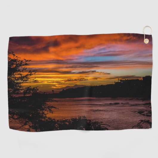 Zonnetijd in Praia, Kaapverdië Golfhanddoek (Horizontaal)