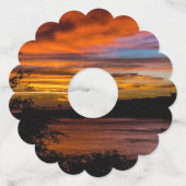 Zonnetijd in Praia, Kaapverdië Wijnglaslabel (Achterkant)