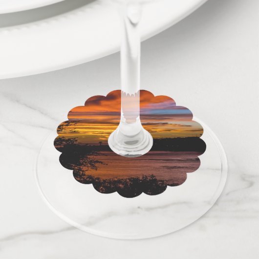 Zonnetijd in Praia, Kaapverdië Wijnglaslabel (Dichtbij)