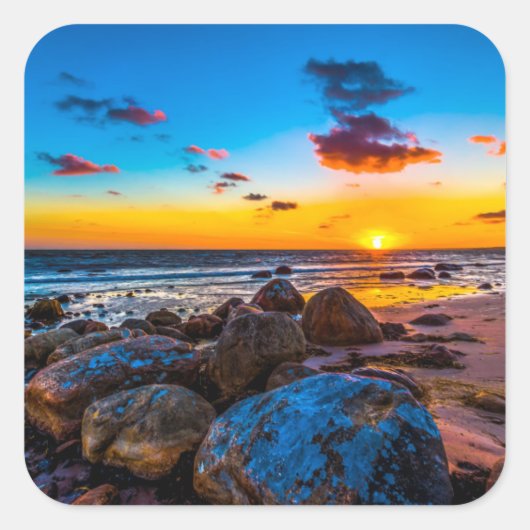 Zonnetijd in Zee Vierkante Sticker (Voorkant)